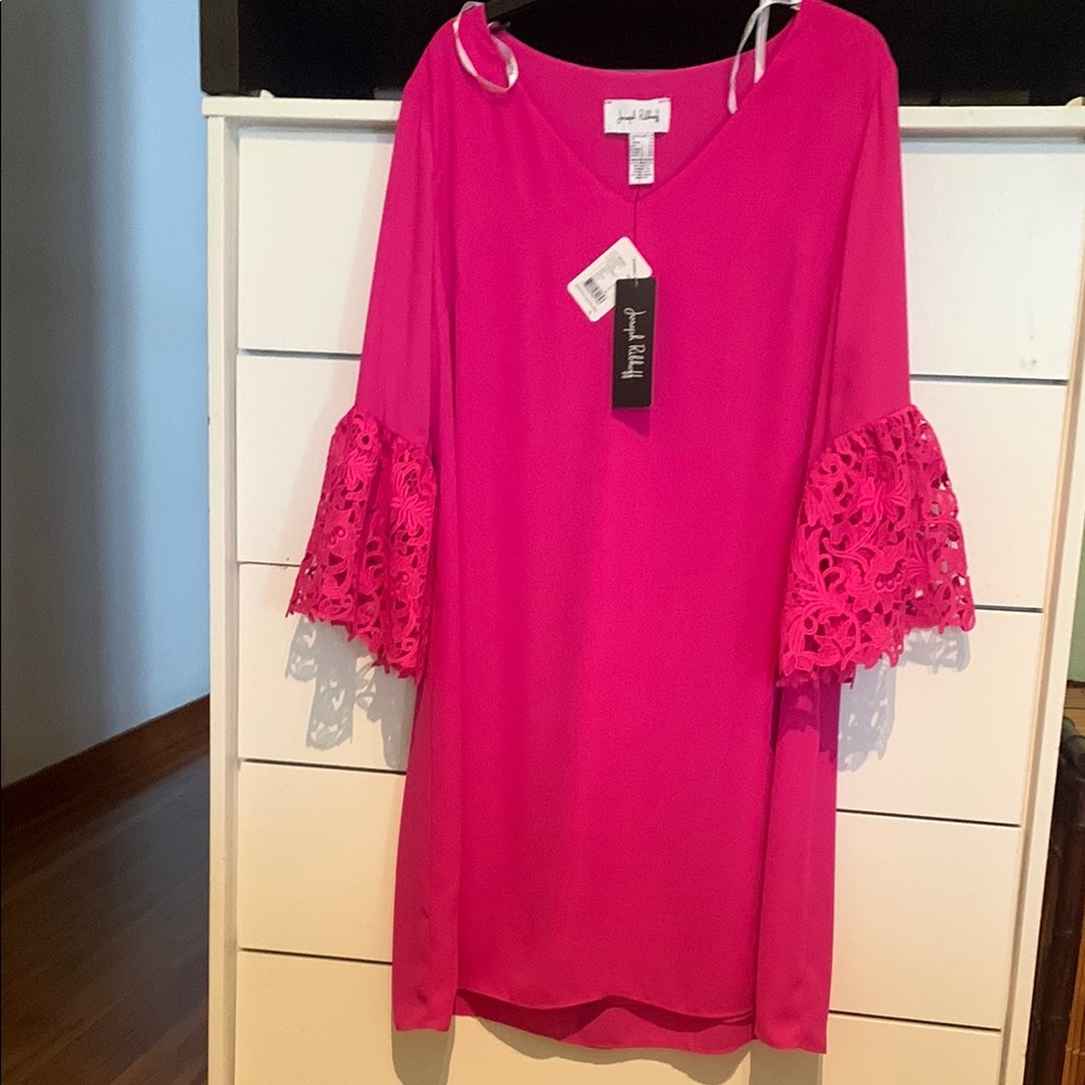 Pink Lace Sleeve Dress